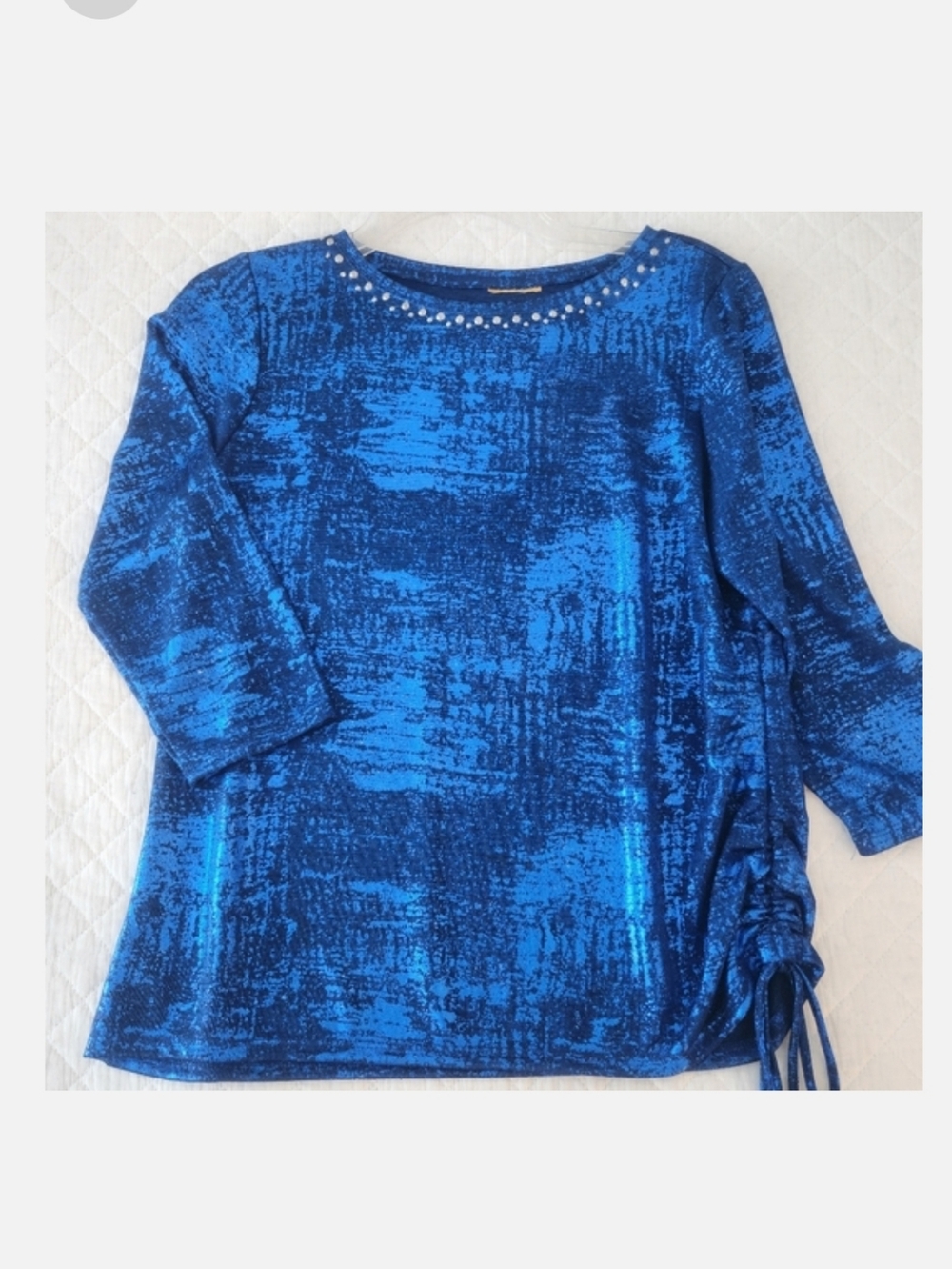 Ruby Rd. Vibrant Blue Studded Blouse